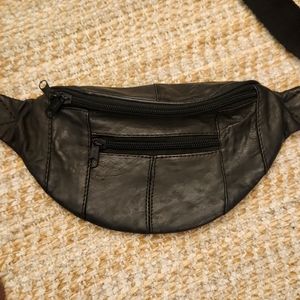 4/$10 Black faux leather fanny pack